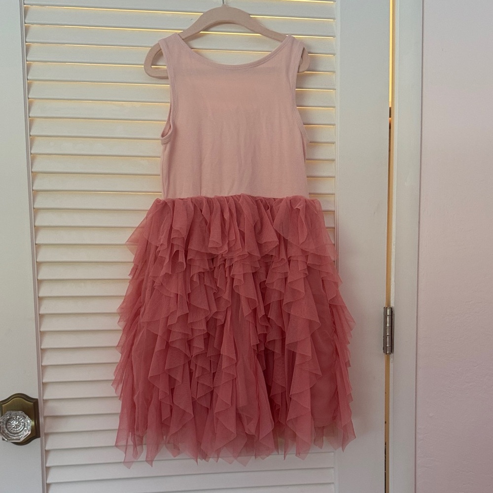 Mini Boden Blush and Rose Ruffle Dress